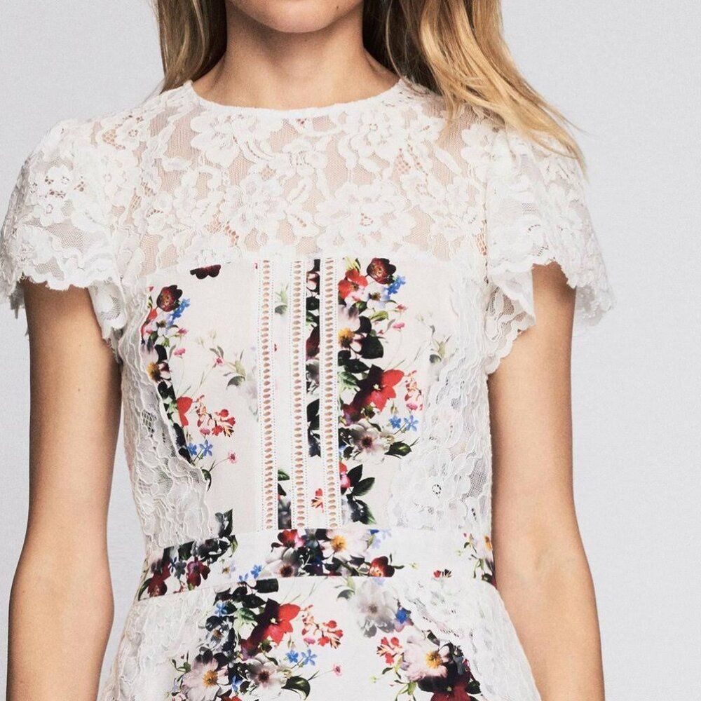 Marissa Webb Imani Dress Gorgeous Back cutout floral silk lace Summer Party midi - Picture 7 of 14